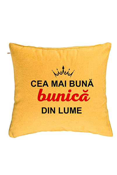 BEKZ Perna Decorativa pentru Bunica 9, 40x40 cm, Galben, Husa Detasabila, Burduf