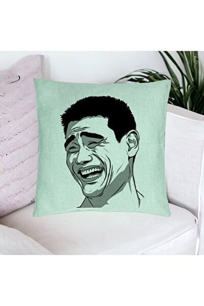 BEKZ Față de pernă, model meme, 40x40 cm, verde mentă