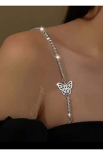 TakıConcept Kelebek Detaylı Taşlı Şerit Sütyen Askısı Vücut Aksesuarı - Tekli