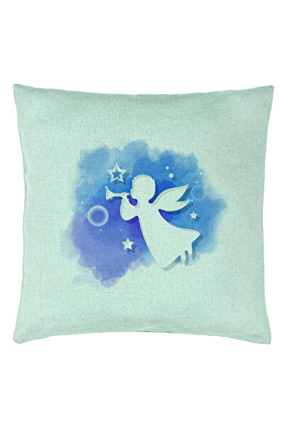 BEKZ Față de pernă cu tematică de Crăciun, înger, 40x40 cm, verde mentă