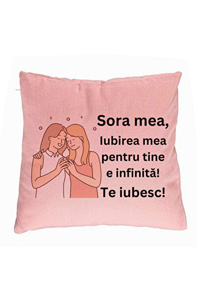 BEKZ Perna Decorativa Sora mea 13, 40x40 cm, Roz, Husa Detasabila, Burduf