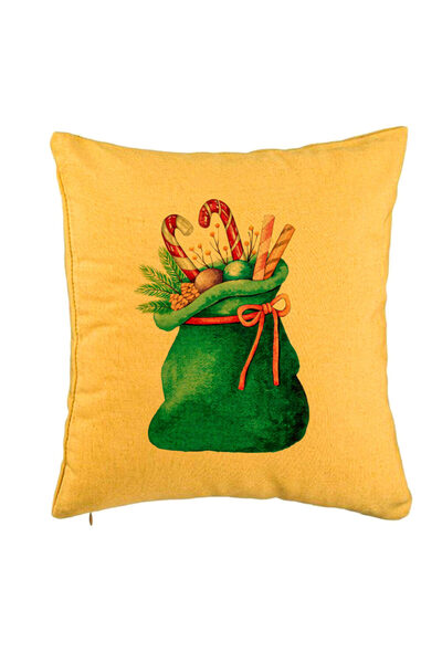 BEKZ Perna Decorativa Sacul lui Mos Craciun cu cadouri, 40x40 cm, Galben, Hus...