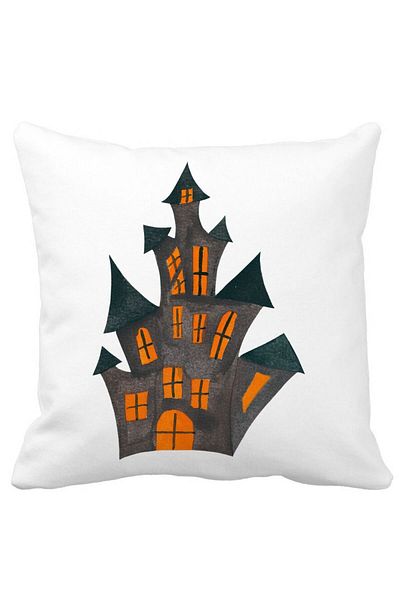 BEKZ Decorative Pillow with Halloween Motif 6, 40x40 cm, White, Matte, Removable Cover, Bellows