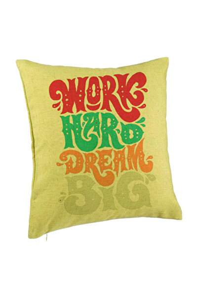 BEKZ Față de pernă, model Work Hard Dream Big, 40x40 cm, verde