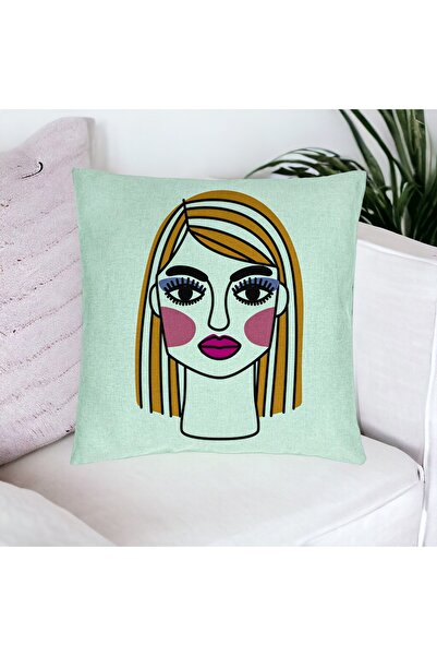 BEKZ Față de pernă, model pictat, 40x40 cm, verde mentă