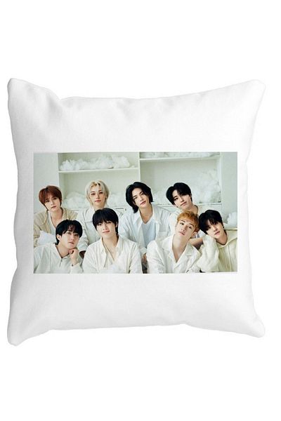 BEKZ Decorative Pillow, Stray Kids 14, 40×40 cm, White, Matte, Removable Cover, Bellows