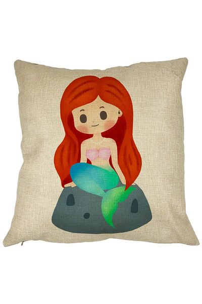 BEKZ Perna Decorativa Patrata Sirena, 40x40 cm, Husa Detasabila, Burduf