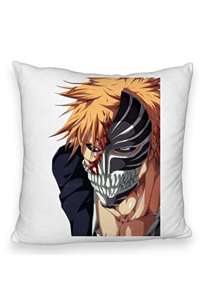 BEKZ Față de pernă pufoasă cu model Bleach Hollow Ichigo, 40x40 cm, albă
