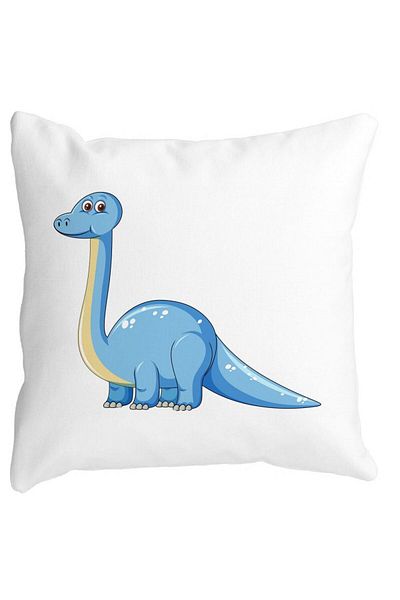 BEKZ Kids Square Pillowcase, Blue Dinosaur, 40x40 Cm, White, Matt, Bellows