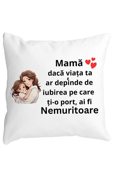 BEKZ Perna Decorativa pentru Mama 6,40x40 cm, Alba, Mata, Husa Detasabila, Burduf