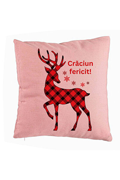 BEKZ Калъфка за възглавница с коледна тематика, елени и текст 4, 40x40 см, ро...
