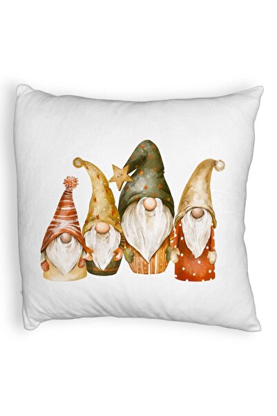 BEKZ Perna Decorativa Fluffy cu tematica de Craciun, Gnomi, 40x40 cm, Alba, H...