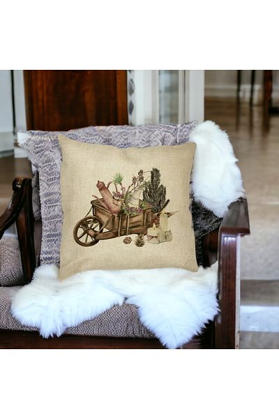 BEKZ Perna Decorativa cu tematica de Craciun, 18, 40x40 cm, Husa Detasabila, Burduf