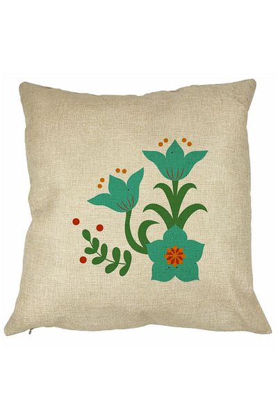 BEKZ Față de pernă pătrată cu imprimeu floral verde, 40x40 cm