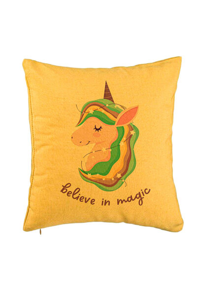 BEKZ Față de pernă, model Unicorns Believe In Magic, 40x40 cm, galben