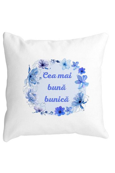 BEKZ Perna Decorativa pentru Bunica 15, 40x40 cm, Alba, Mata, Husa Detasabila, Burduf