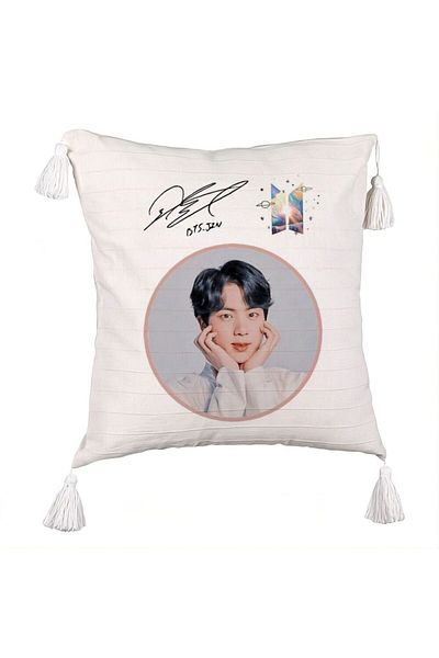 BEKZ BTS Suga Fringed Pillowcase, 45x45 cm, Ecru, With zipper