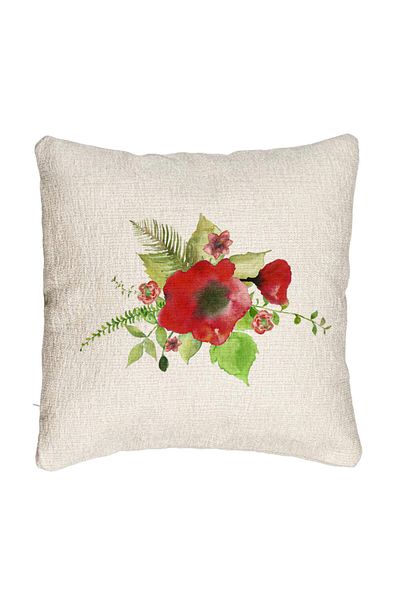 BEKZ Fata de perna Canapea, Model Florale Mac, 40x40 cm, Cu fermoar