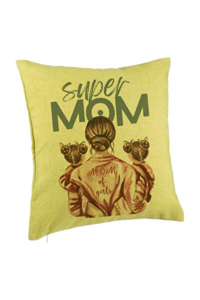 BEKZ Μαξιλαροθήκη, Σχέδιο Super Mom Of Girls, 40x40 Εκ., Πράσινο