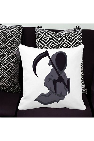 BEKZ Pillowcase With Halloween Ghost 3 Motif, 40x40 Cm, White, Matte