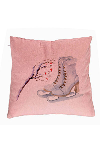 BEKZ Perna Decorativa de Craciun, Patine gheata, 1, 40x40 cm, Roz, Husa Detas...