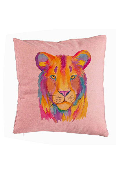 BEKZ Perna Decorativa, Model Colorful Lion, 40x40 cm, Roz, Husa Detasabila, B...