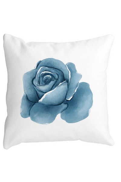 BEKZ Square Floral Blue Rose Pillowcase, 40x40 Cm, White, Matte