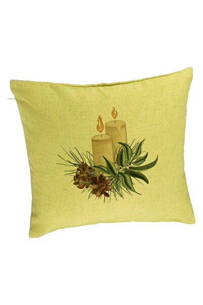 BEKZ Декоративна възглавница с коледна тематика, свещи, 8, 40x40 см, зелена, ...