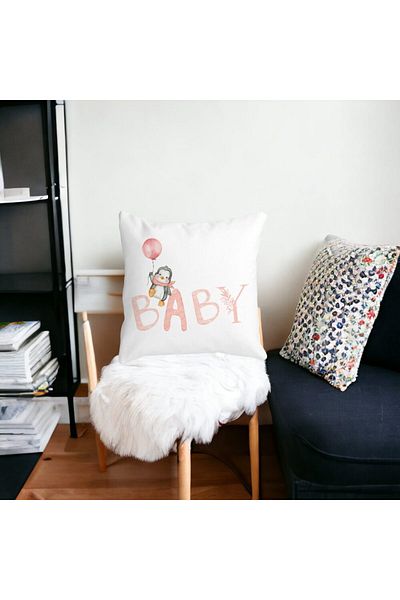 BEKZ Perna Decorativa, Baby, 40x40 cm, Alba, Mata, Husa Detasabila, Burduf