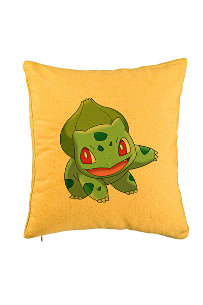BEKZ Perna Decorativa, Model copii Bulbasaur, 40x40 cm, Galben, Husa Detasabi...
