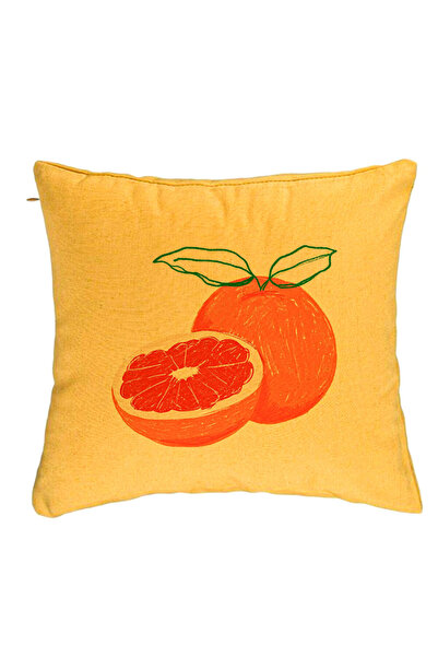 BEKZ Perna Decorativa, Model Portocale, 40x40 cm, Galben, Husa Detasabila, Bu...