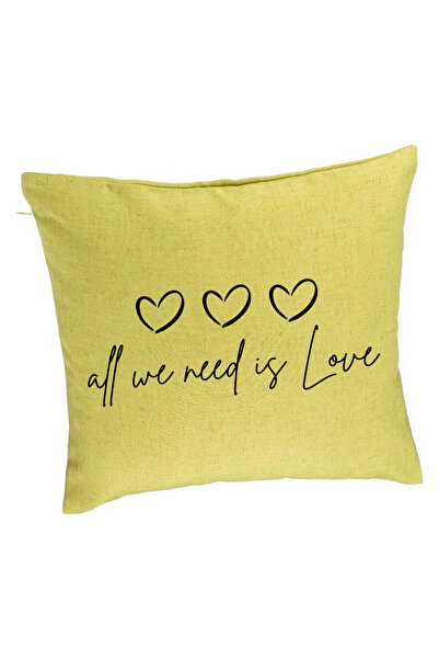 BEKZ Διακοσμητικό μαξιλάρι, All we need is Love Model, 40x40 εκ., Πράσινο, Αφαιρούμενο κάλυμμα, Φυσούνα