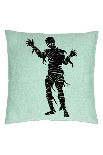 BEKZ Perna Decorativa cu motiv Mumie de Halloween 2, 40x40 cm, Verde Menta, H...