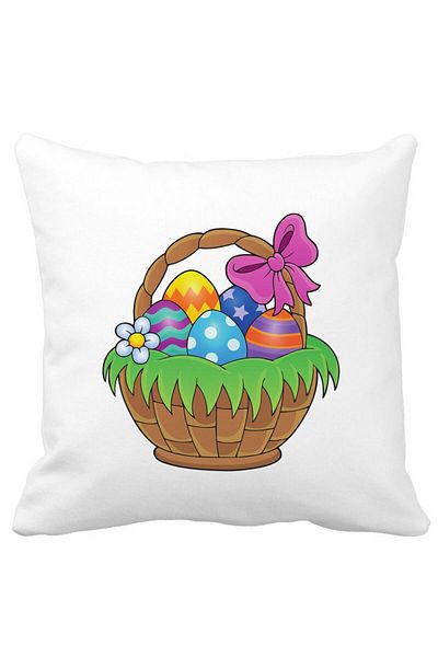 BEKZ Square Decorative Pillow Pascal Basket, 40x40 cm, White, Matte, Removable Cover, Bellows