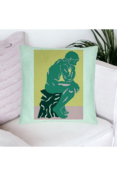 BEKZ Pillowcase, The Thinker Model, 40x40 Cm, Mint Green