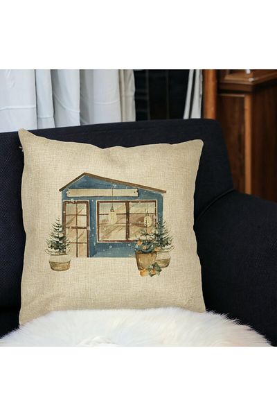 BEKZ Perna Decorativa cu tematica de Craciun, 2, 40x40 cm, Husa Detasabila, Burduf