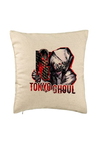 BEKZ Perna Decorativa cu Tokyo Ghoul, 40x40 cm, Bej, Husa Detasabila, Burduf