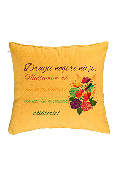 BEKZ Perna Decorativa pentru Nasi 2, 40x40 cm, Galben, Husa Detasabila, Burduf