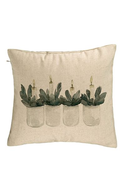 BEKZ Perna Decorativa cu tematica de Craciun, Lumanari, 3, 40x40 cm, Bej, Husa Detasabila, Burduf