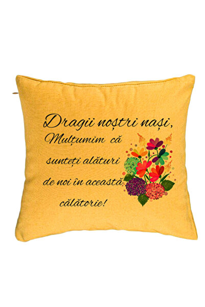 BEKZ Perna Decorativa pentru Nasi 1, 40x40 cm, Galben, Husa Detasabila, Burduf