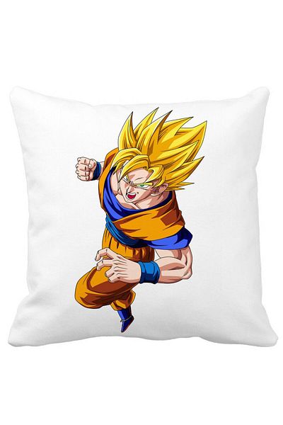 BEKZ Perna Decorativa cu Goku Angry, 40x40 cm, Alba, Mata, Husa Detasabila, Burduf
