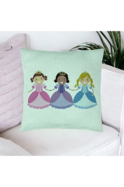 BEKZ Perna Decorativa, Model 3 Printese, 40x40 cm, Verde Menta, Husa Detasabi...