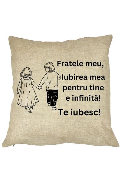 BEKZ Perna Decorativa Fratele meu 5, 40x40 cm, Husa Detasabila, Burduf