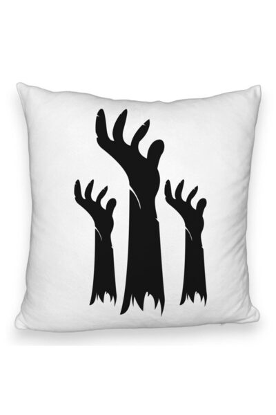 BEKZ Perna Decorativa Fluffy cu motiv de Halloween 5, 40x40 cm, Alba, Husa De...