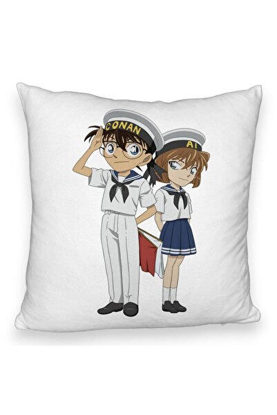 BEKZ Față de pernă pufoasă cu Detectivul Conan 2, 40x40 cm, albă