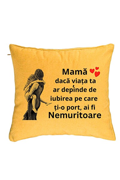 BEKZ Perna Decorativa, Model pentru Mama 2, 40x40 cm, Galben, Husa Detasabila...