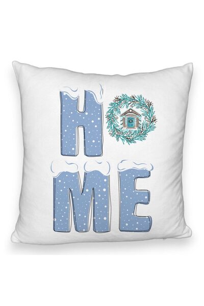 BEKZ Пухкава коледна калъфка за възглавница, Home, 40x40 см, бяла