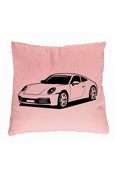 BEKZ Декоративна възглавница, модел Porsche 911, 40x40 см, розова, сваляем ка...