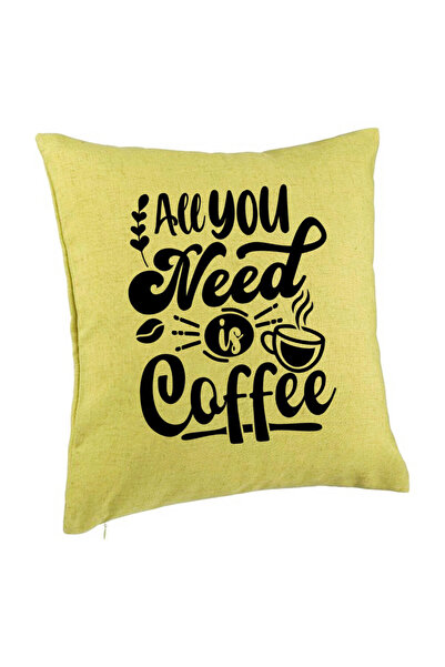 BEKZ Față de pernă, model All You Need Is Coffee, 40x40 cm, verde