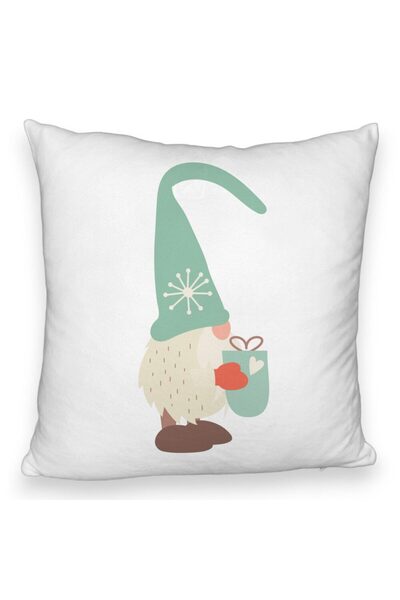 BEKZ Față de pernă pufoasă cu tematică de Crăciun, Gnome 4, 40x40 cm, albă